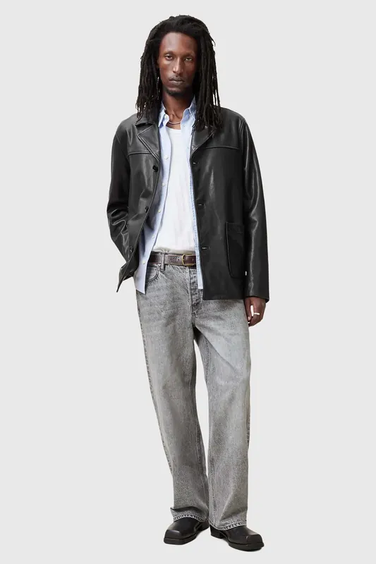 AllSaints Lucas Coat Black Maat: XS | Leren Jassen Outlet | Heren | Zwart