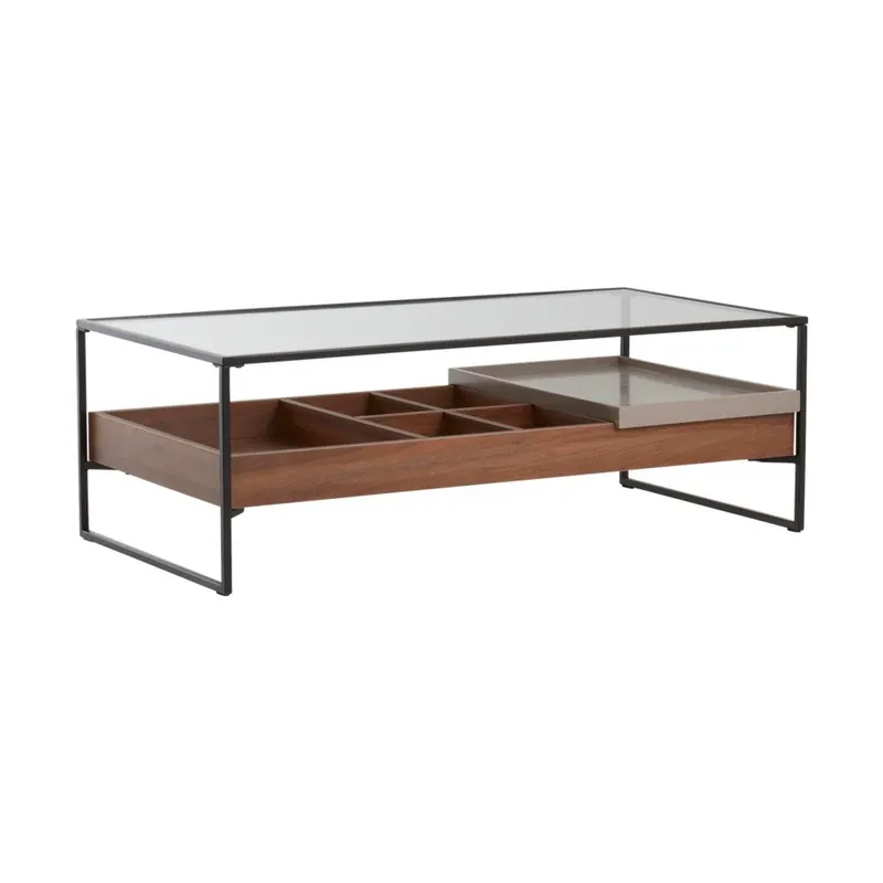 Stolik ze szklanym blatem w ciemnym naturalnym kolorze 60x120 cm Sveg – Jotex