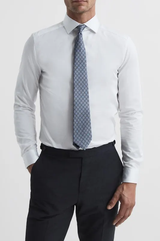 Reiss Ls Slim Cotton Satin Shirt White Maat: S | Zakelijke Overhemden Outlet | Heren | Wit