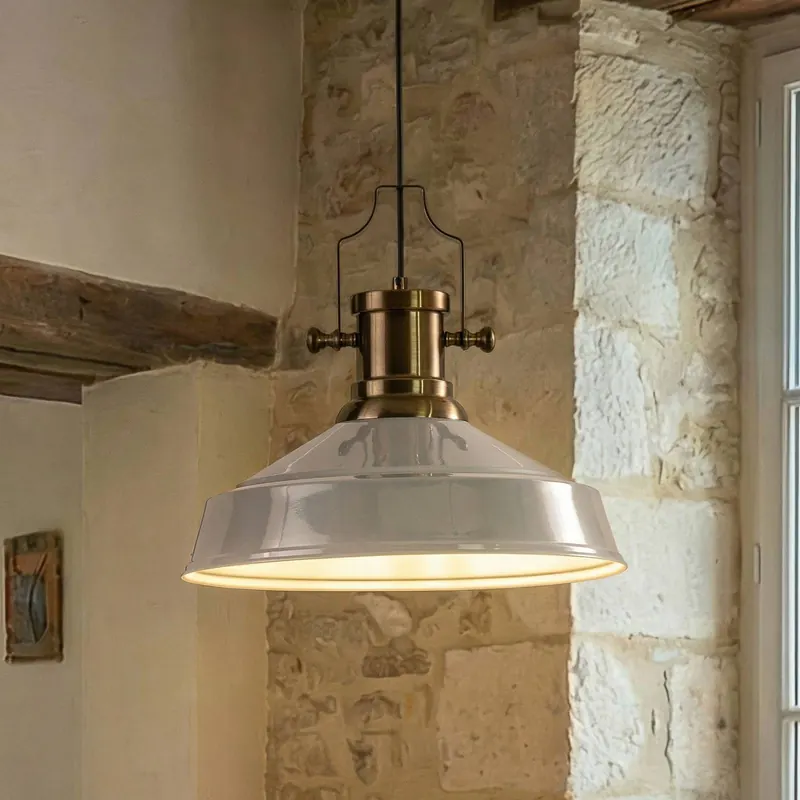 Żyrandol Augusta, szara, Ø 40 cm, metal, E27, styl vintage
