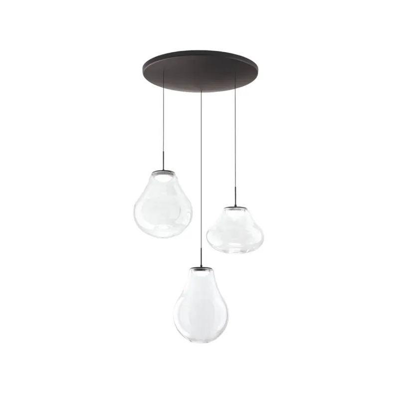 Lampa wisząca LED Deva, 3-punktowa, Ø 50 cm, przezroczysta, CCT, ściemniana