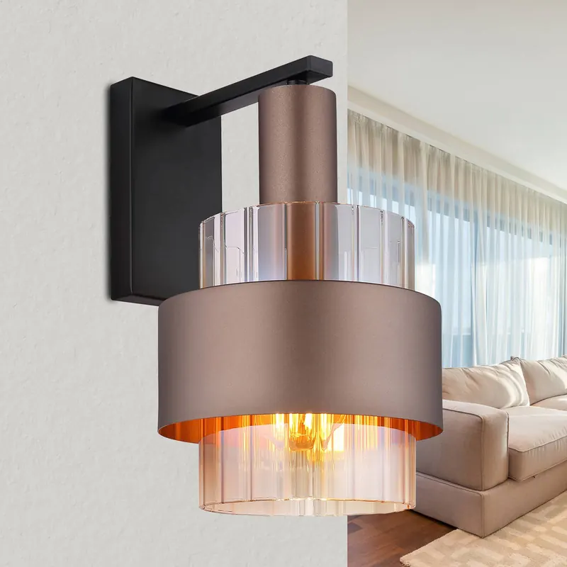 Lampa ścienna Milley, wysokość 30 cm, kolor brązowy, metal