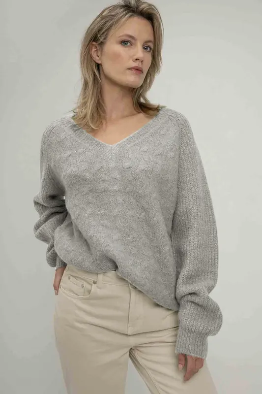 Josephine & Co Sabine Sweater Light Grey Maat: XS | Sweaters Outlet | Dames | Grijs