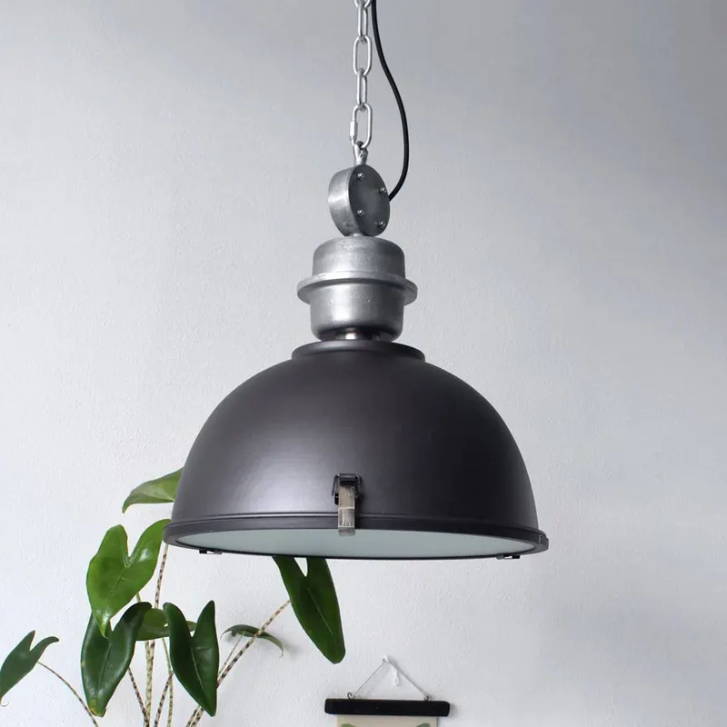 Lampa wisząca Bikkel, Ø 42 cm, czarny, metal, szkło, E27
