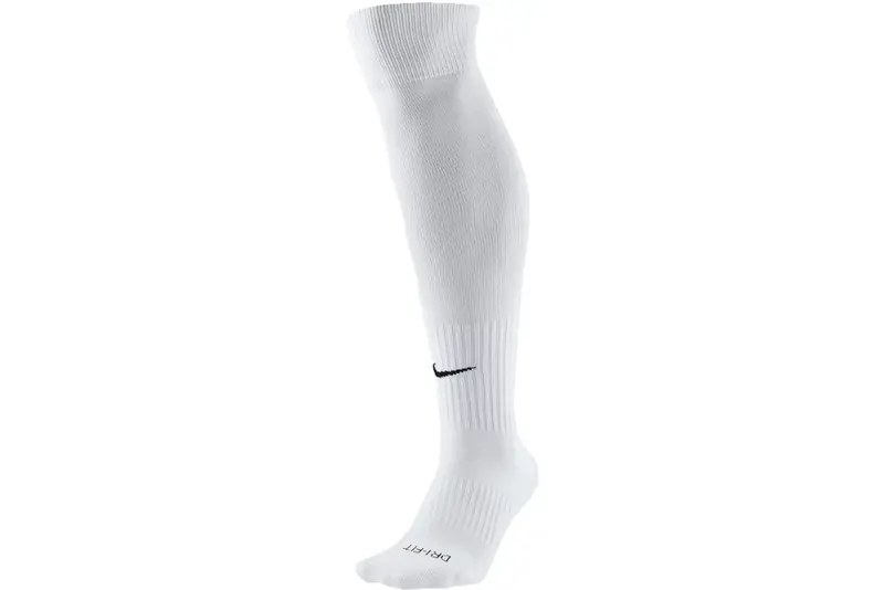Nike Dri-FIT Academy Sock SX5728-100, Unisex, Białe, getry piłkarskie, nylon, rozmiar: 42-46