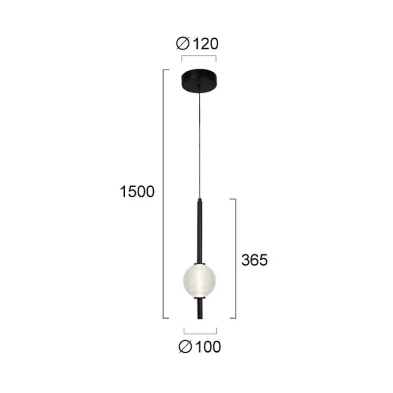 Żyrandol LED Abeona, Ø 10 cm, czarna/przezroczysta, metal/szkło