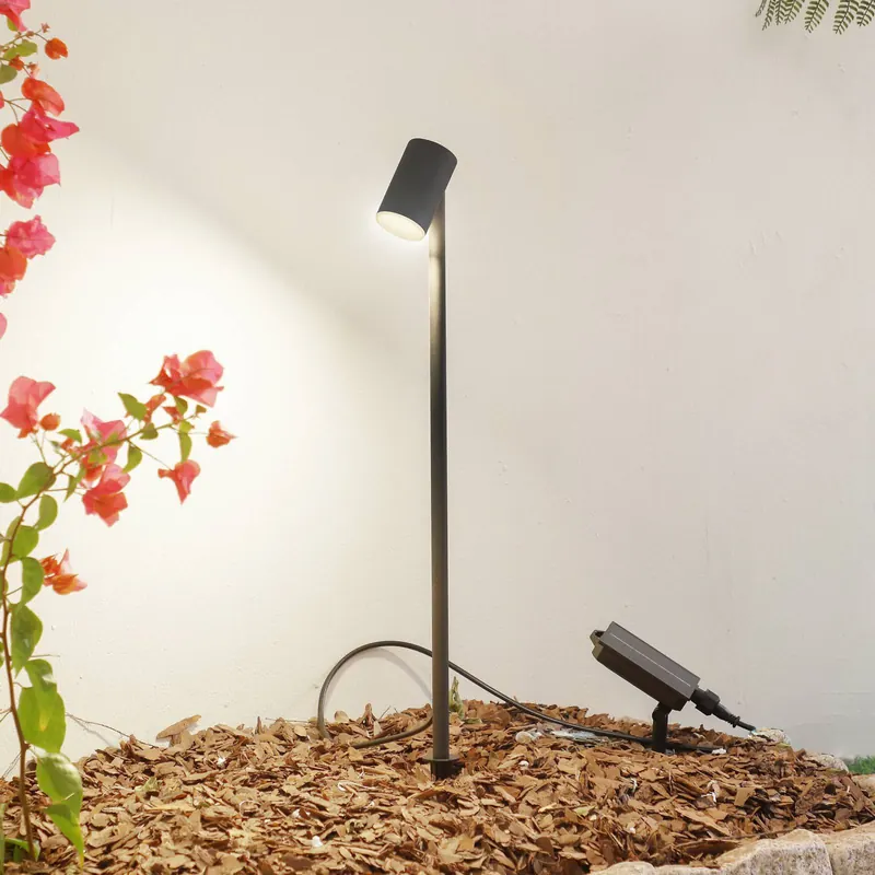 Lindby Lampa solarna LED Myric, czarna, aluminium, 3000 K
