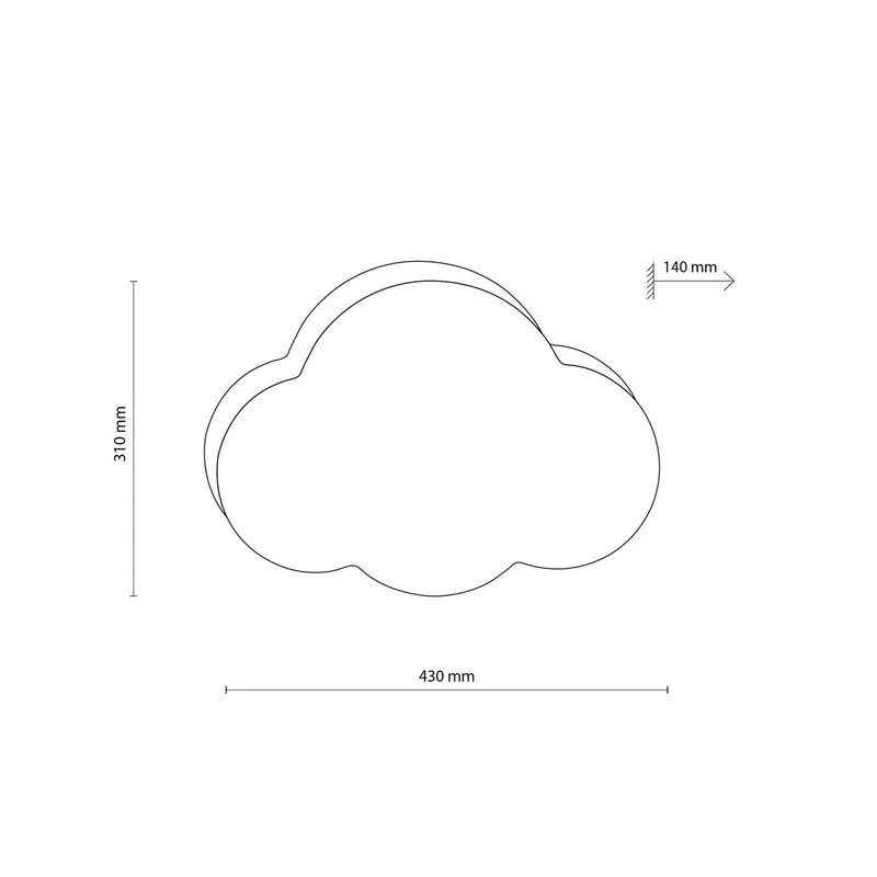 Lampa sufitowa Cloud, różowa, długość 43 cm, tekstylna, chmurka, E27