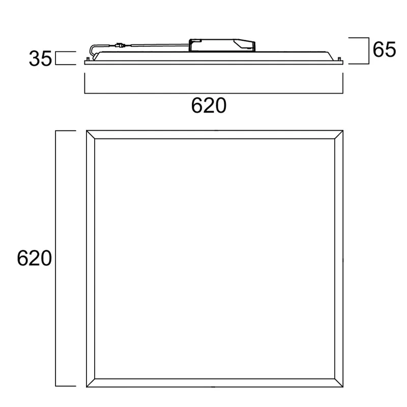 Panel LED do zabudowy QUANTUM, biały, 62 x 62 cm, DALI, 26 W, UGR19, IP54