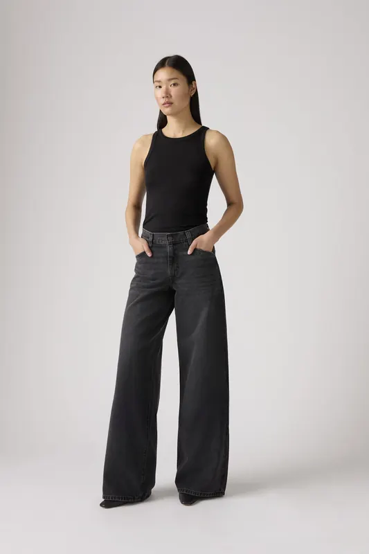 Levi's 94 Baggy Wide Leg Jeans Maat: W25L33 | Wijde Broeken Outlet | Dames | Zwart