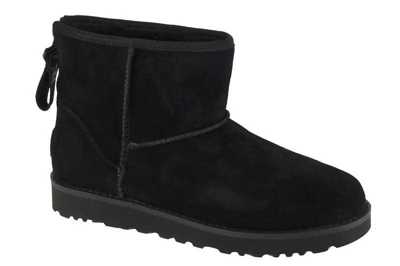 UGG Classic Mini Logo Zip 1122671-BLK, Damskie, Czarne, buty zimowe, skóra zamszowa, rozmiar: 36