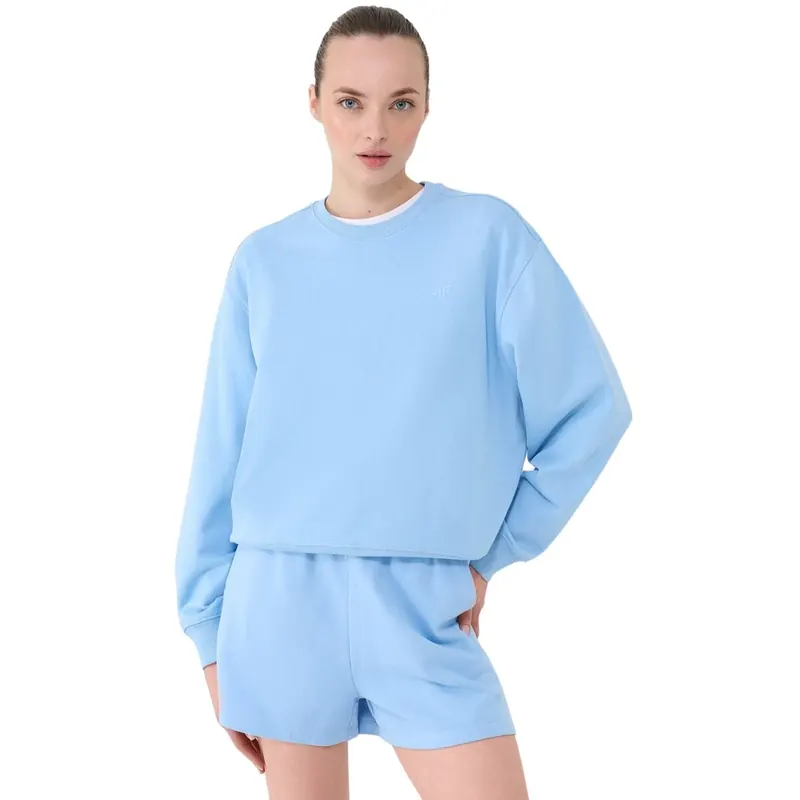 4F bluza bawełniana damska 4FWMM00TSWSF1765 błękitna baby blue (S)