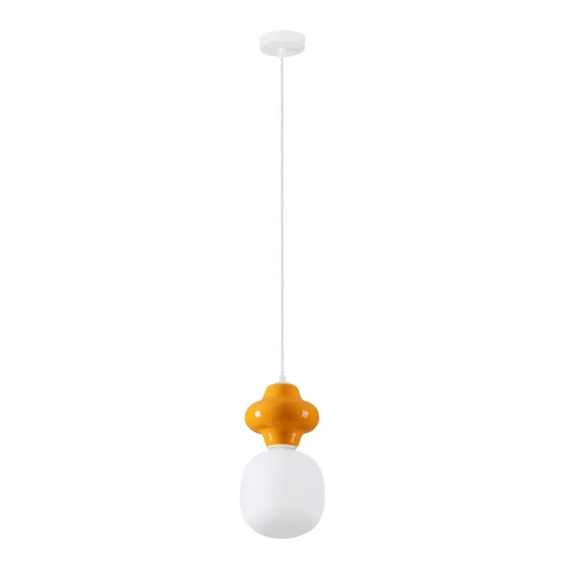 Biała/pomarańczowa lampa wisząca ceramiczna ze szklanym kloszem ø 18 cm Clio – Nova Luce
