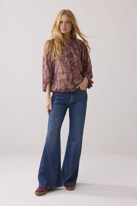 Summum Woman Top Tie Dye Print Multicolour Maat: 34 | Longsleeves Outlet | Dames | Paars