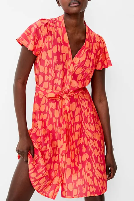 French Connection Islanna Crepe Ss V Nk Dress Coral/azalea Maat: 6 | Mini Jurken Outlet | Dames | Roze