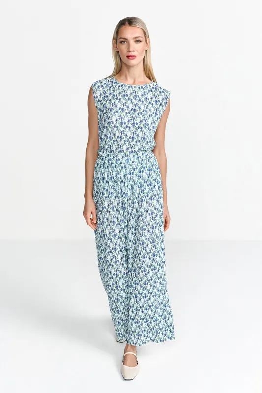 Rich & Royal Printed Crinkle Top Palace Blue Maat: XS | Maxi Jurken Outlet | Dames | Blauw