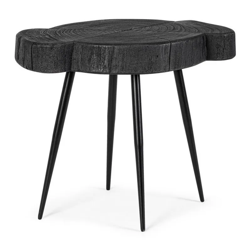 Czarny stolik z blatem z drewna akacjowego 35x45 cm Zakia – Bizzotto