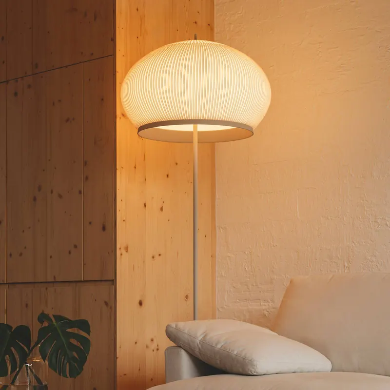 Lampa stojąca LED Vibia KNIT, 170 x 45 cm, beżowa tkanina/metal