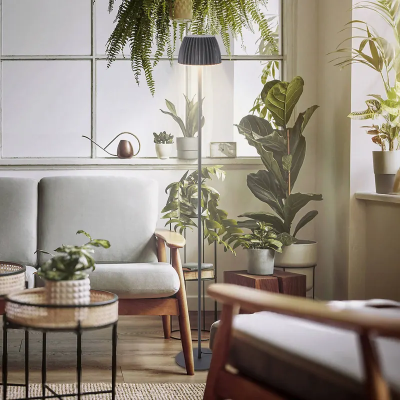 Lampa stojąca LED Loca, antracyt, wysokość 123 cm Tworzywo sztuczne/metal