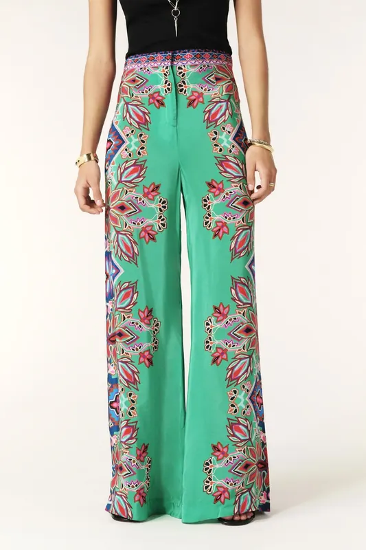 BA&SH Wide Trousers Vert Maat: 38 | Wijde Broeken Outlet | Dames | Groen