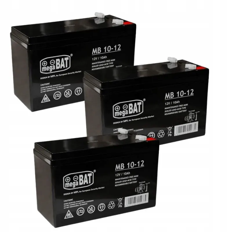 3x akumulátor Agm 12V 10Ah MegaBAT Ups solárny bicykel