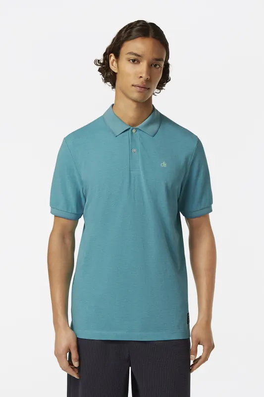Scotch & Soda Melange Regular Fit Polo Sea Blue Melange Maat: M | Poloshirts Outlet | Heren | Blauw