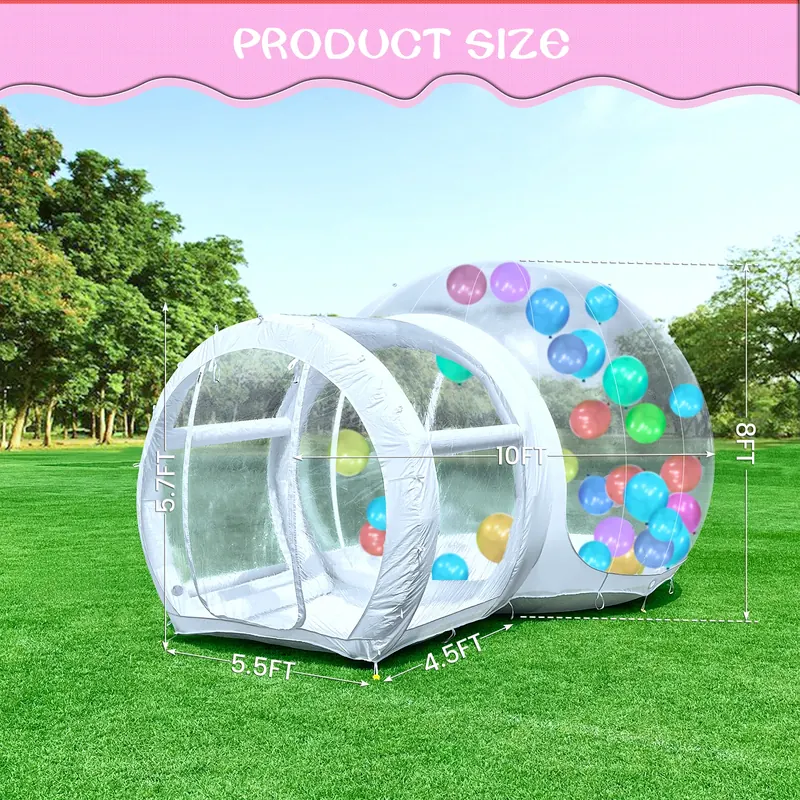 Nowości Nadmuchiwany Domek Bąbelkowy 3M 10FT PVC Zabawki Dziecięce Zewnętrzny Zamek Komercyjny z Dmuchawą 750W 100 balonów