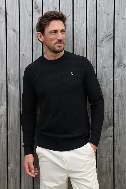 Kultivate Kn Vertical Black Maat: XXL | Sweaters Outlet | Heren | Zwart