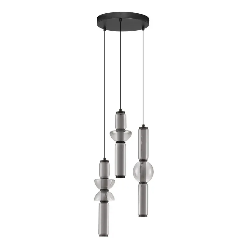 Szara szklana lampa wisząca LED ze ściemniaczem ø 38 cm Ulon – Nova Luce
