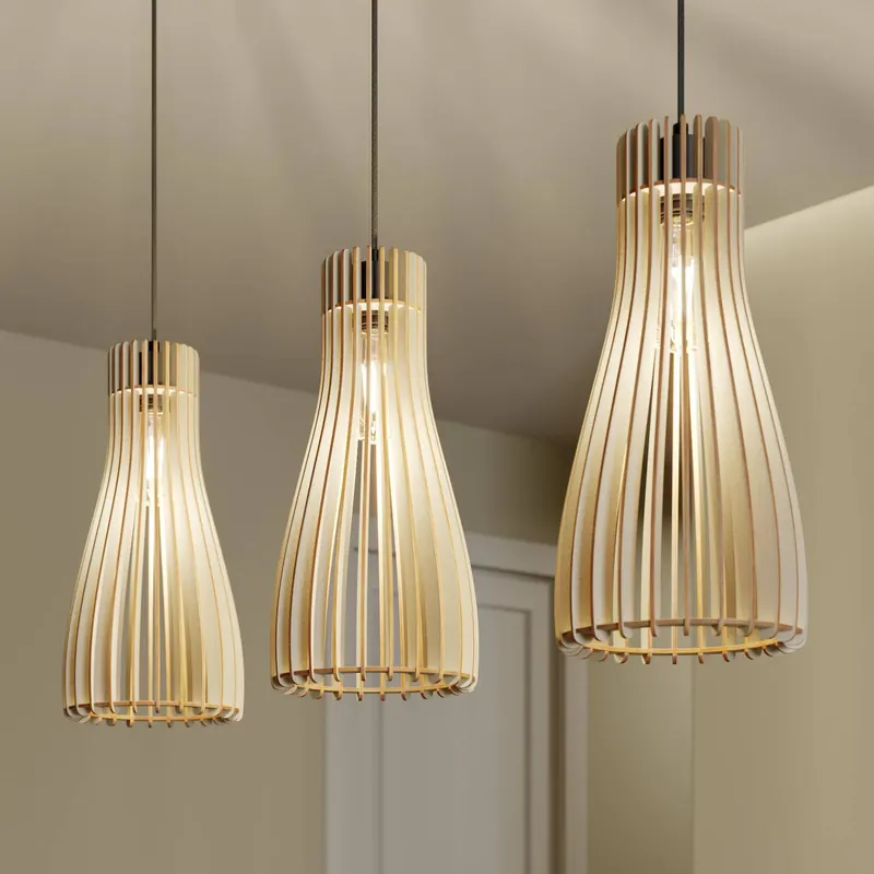 Lampa wisząca Envostar Furn, sklejka brzozowa, 3-punktowa