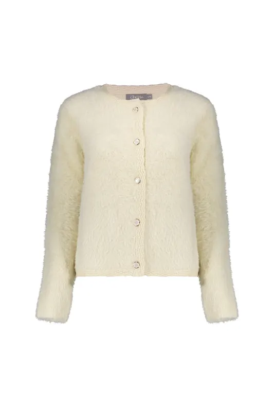 Geisha Cardigan Hairy Off-white Maat: L | Sweaters Outlet | Dames | Wit