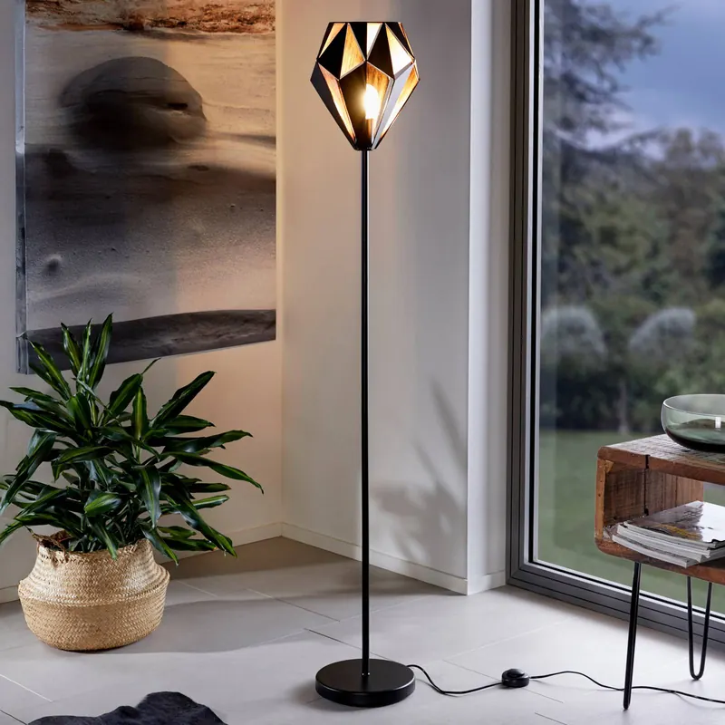 Lampa podłogowa Carlton ze stali, czarna/miedziana