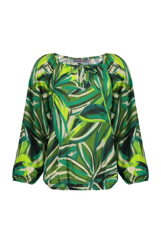 Geisha Top Ecru/green Maat: XL | Longsleeves Outlet | Dames | Groen
