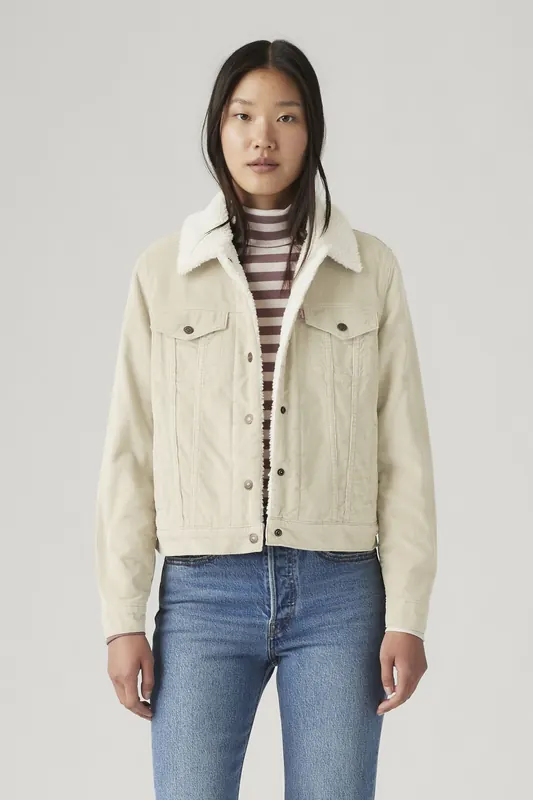 Levi's Original Sherpa Corduroy Trucker Jacket Maat: M | Spijkerjassen Outlet | Dames | Ecru