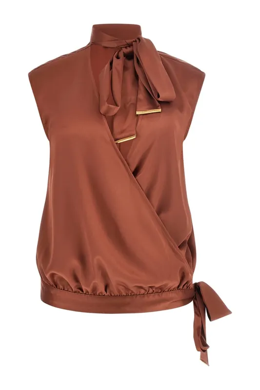 GUESS Marciano By Linda Wrap Top Terre Di Siena Maat: 40 | Blouses Outlet | Dames | Bruin