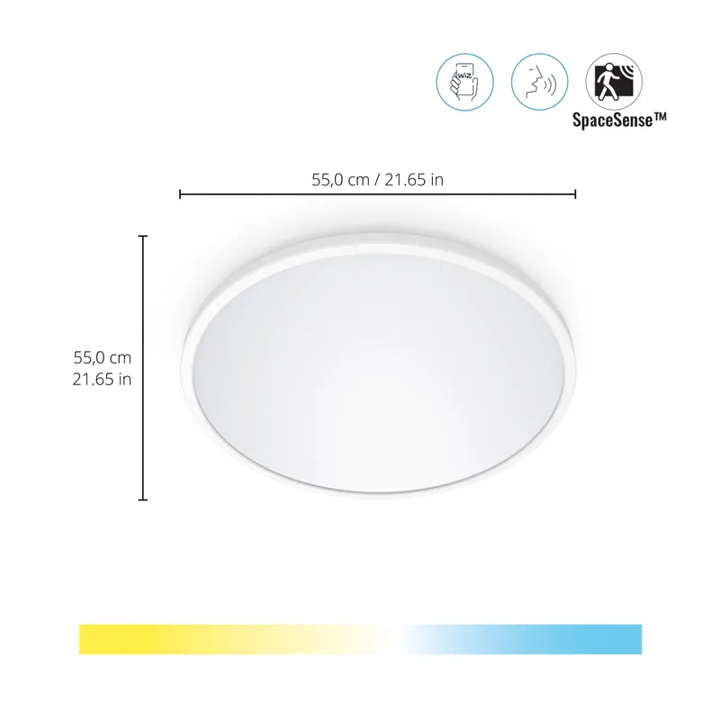 WiZ SuperSlim lampa sufitowa LED CCT Ø55cm biała