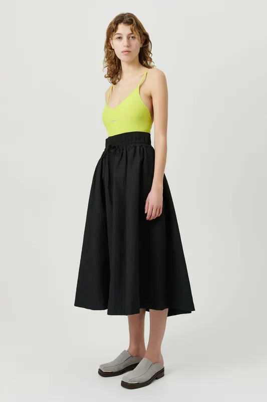 Soulland Meir Skirt Black Maat: XS/S | Midi Rokken Outlet | Unisex | Zwart