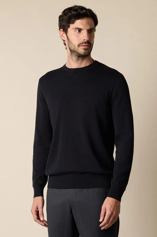 Brooks Brothers Cotton Crewneck Black Maat: M | Sweaters Outlet | Heren | Zwart