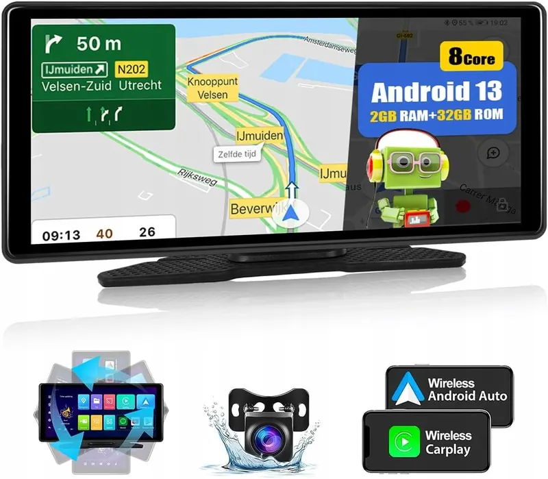 Camecho Android 13 Autorádio s Carplay, 8-jadrový procesor, 2GB Ram 32GB Rom, WiFi, Fm, Aux cúvacia kamera