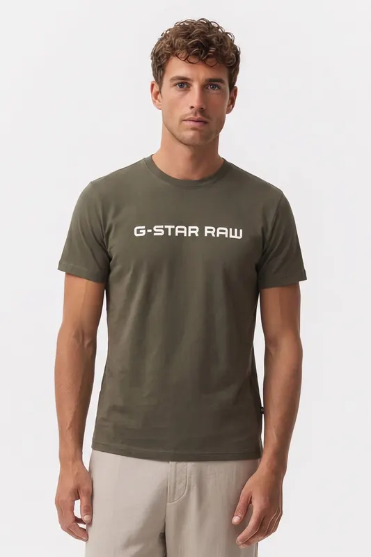 G-Star  Raw Slim T-shirt Asfalt Maat: L | Basic T-Shirts Outlet | Heren | Bruin