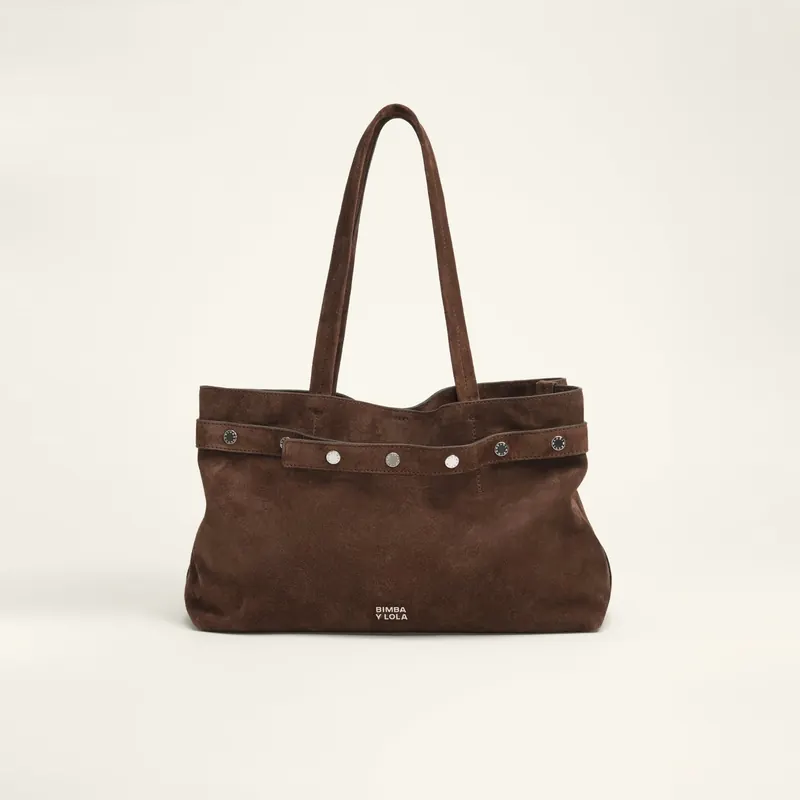 Torba shopper zatrzaski dwoina kawowa