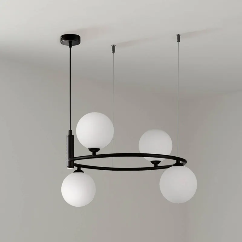 Maytoni lampa wisząca Ring, czarny/biały 4-punktowa szkło 44 x 39 cm