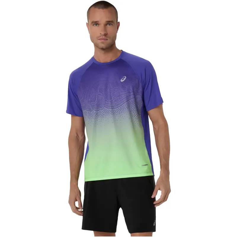 ASICS Road Fade SS Top 2011D512-401, Męskie, Niebieskie, t-shirty, poliester, rozmiar: S