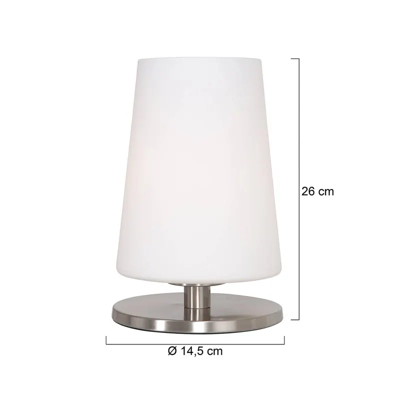 Lampa stołowa Ancilla, stal, wysokość 26 cm, metal, szkło, E27