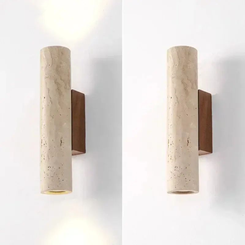 Lampa ścienna LED w stylu wabi-sabi, żółty marmur, do sypialni, salonu, na ścianę, japońska, kinkiet, dekoracja schodów, korytarza, trawertyn