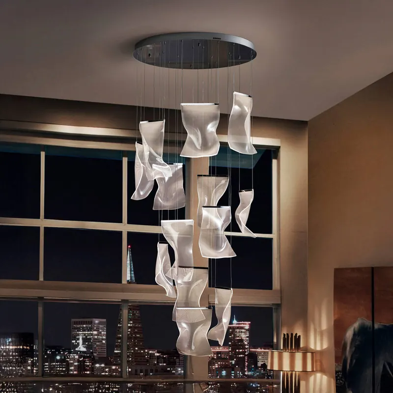 Lampa wisząca LED Velos II, 13-świetlna, chrom, ściemniana, tworzywo sztuczne