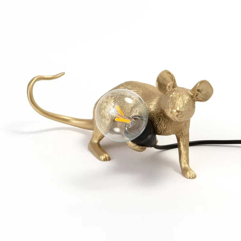 SELETTI Lampka myszka żarówka LED lampka dekoracyjna USB pozioma złota