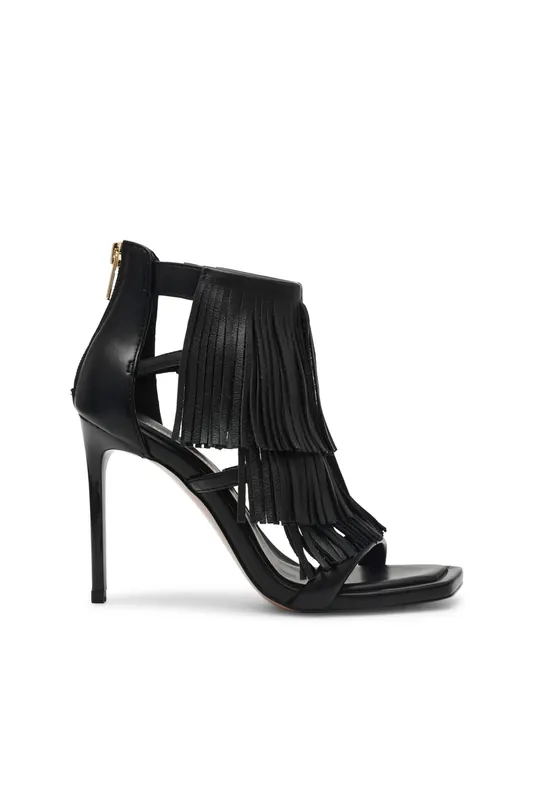 Steve Madden Fringzy Sandals Black Leather Maat: 36 | Sandalen Outlet | Dames | Zwart