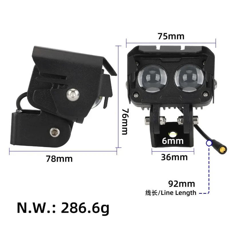 Wodoodporna lampa przednia LED z 3 pinami do hulajnogi elektrycznej Kukirin G3 Pro, części zamienne