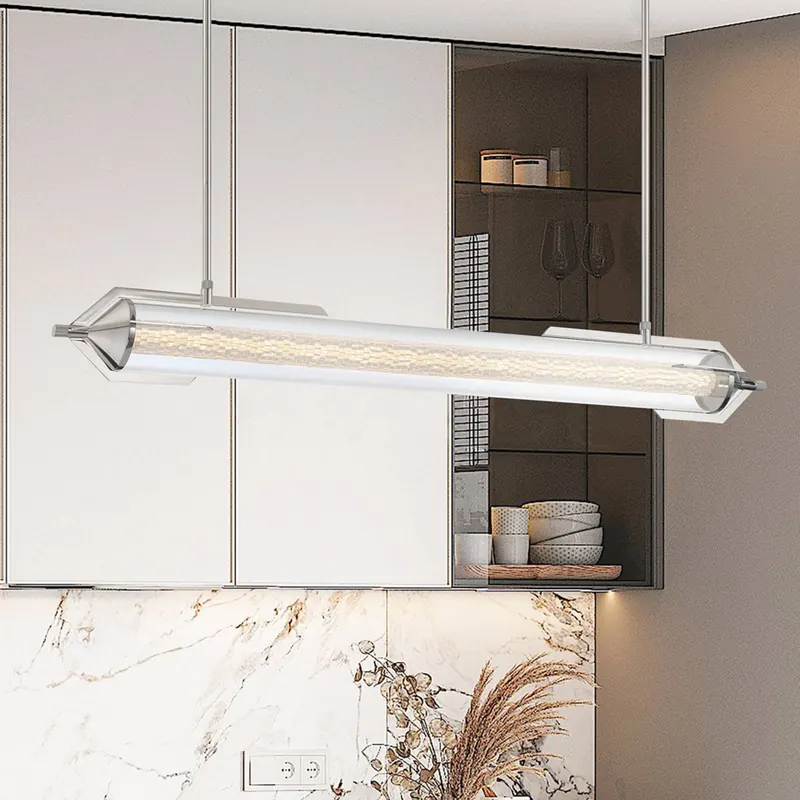 Żyrandol LED ESPADA, chrom polerowany, 122 cm, metal/szkło